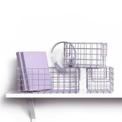 Mustard Made Baskets, Set of 3 Wire Baskets - Lilac