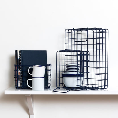 Mustard Made Baskets, Set of 3 Wire Baskets - Navy
