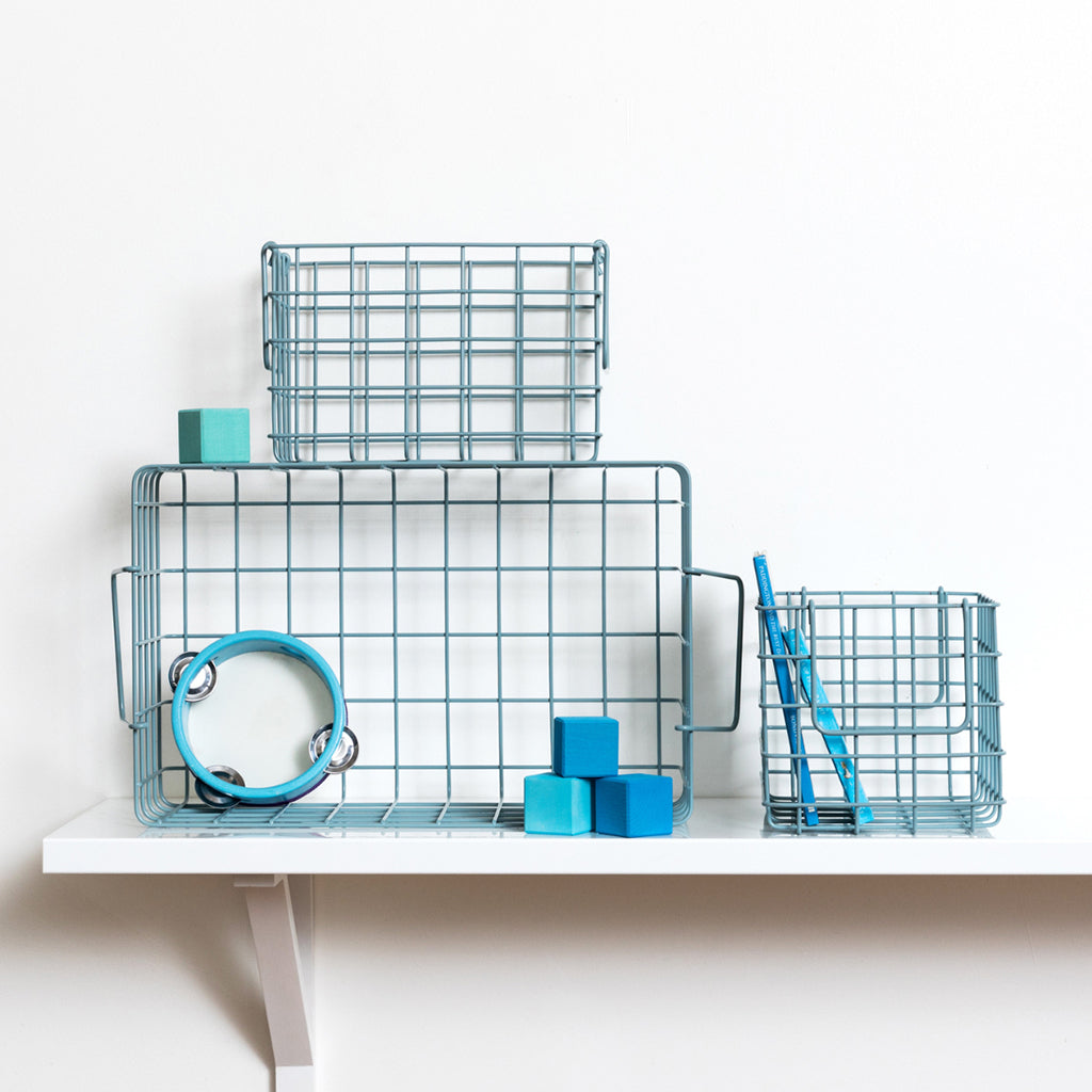 Mustard Made Baskets, Set of 3 Wire Baskets - Ocean