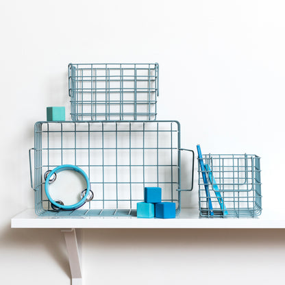 Mustard Made Baskets, Set of 3 Wire Baskets - Ocean