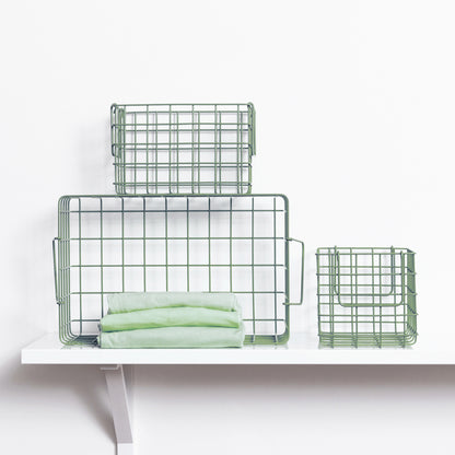 Mustard Made Baskets, Set of 3 Wire Baskets - Sage