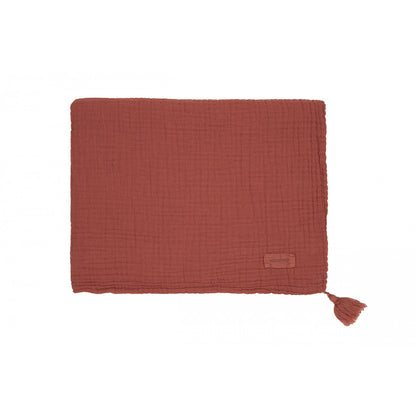 Nobodinoz Baby Blanket, Wabi Sabi Double Muslin, 65 x 100 cm - Rosewood