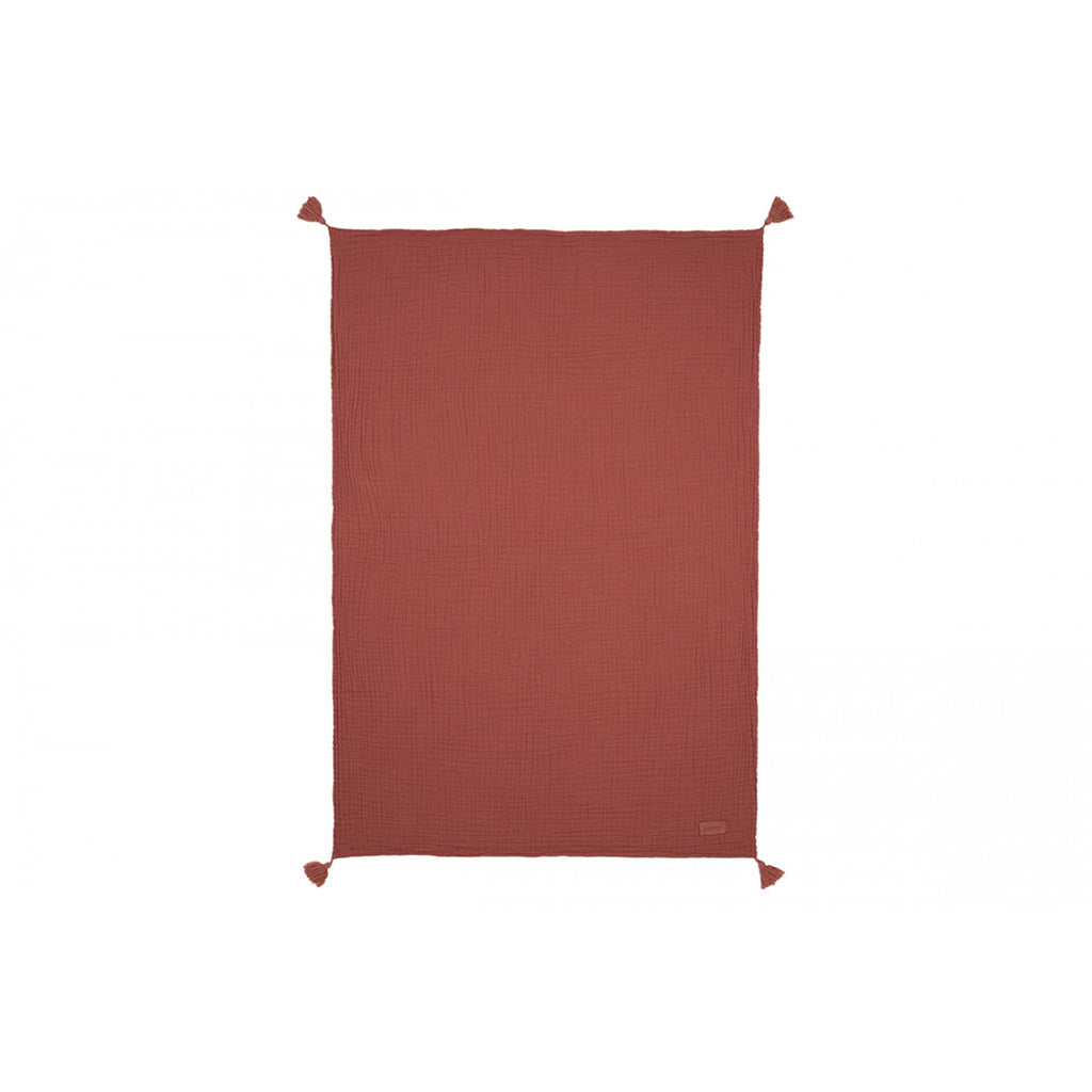 Nobodinoz Baby Blanket, Wabi Sabi Double Muslin, 65 x 100 cm - Rosewood