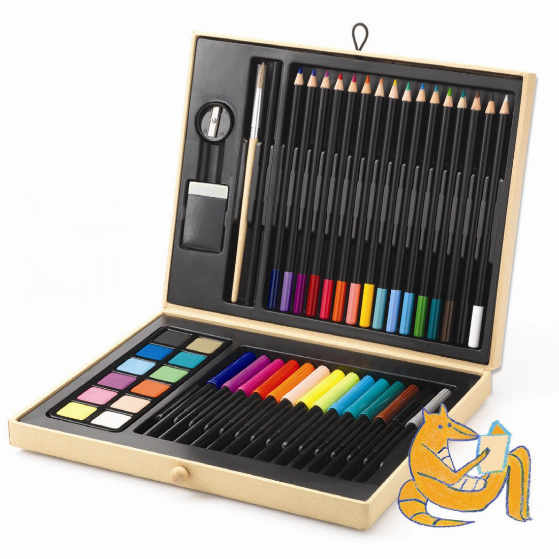 Djeco kuffert m. tegneredskaber og farver, lille