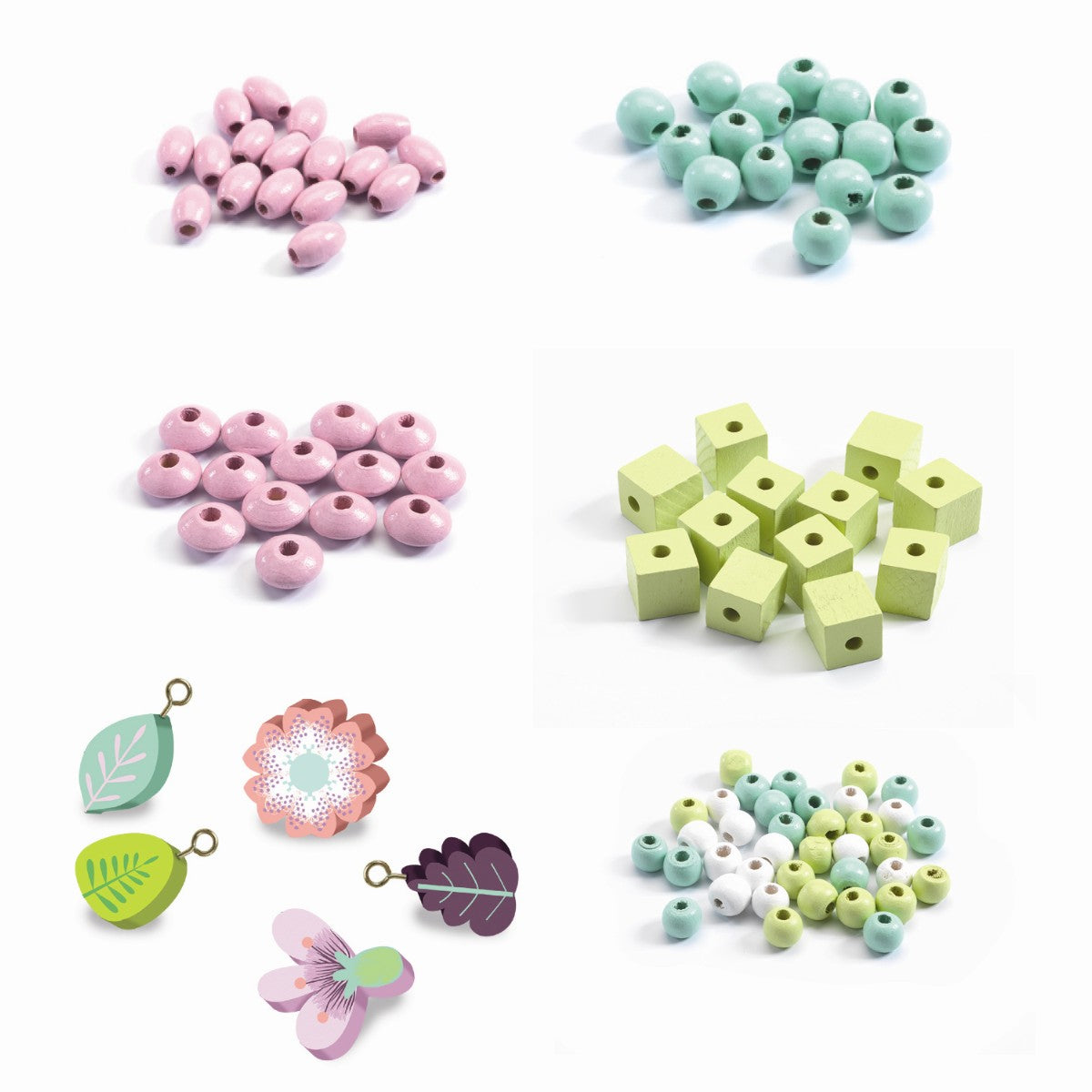 Djeco Wooden Beads, Flowers