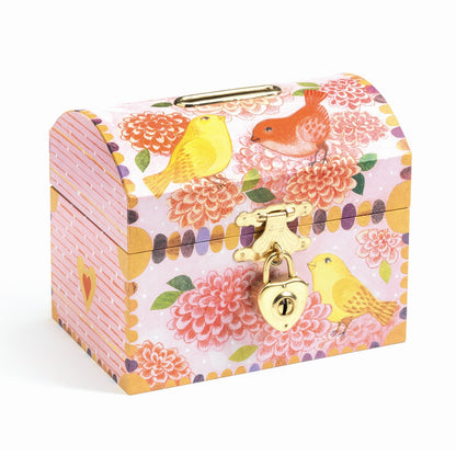 Djeco sparebøsse, Skattekiste med fugle og lås