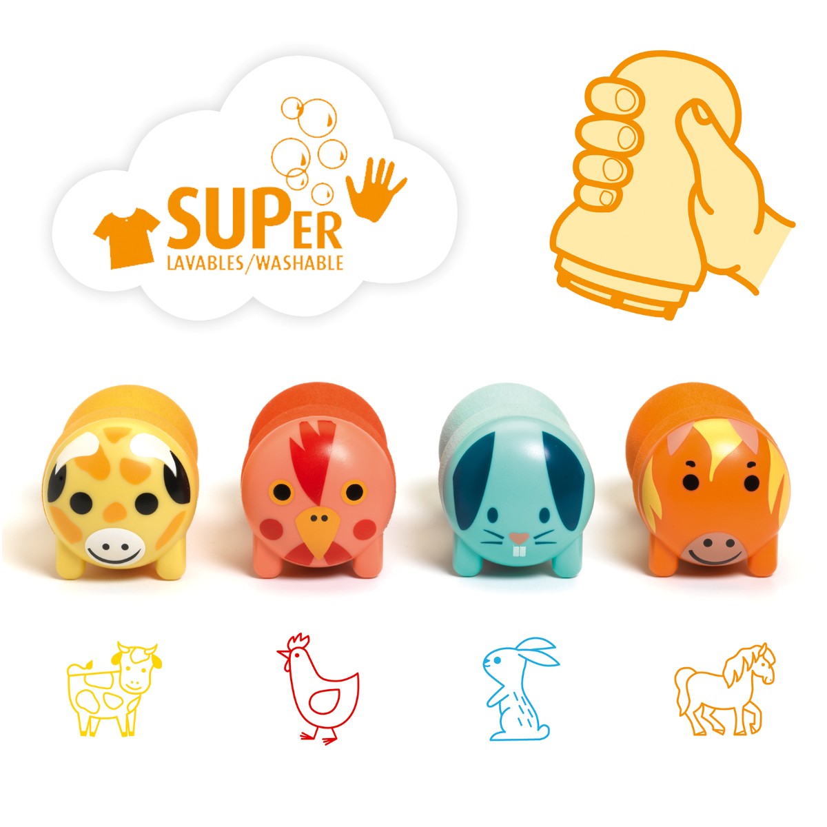 Djeco Creative Play for Little Ones, Stamps - Farmyard Edition