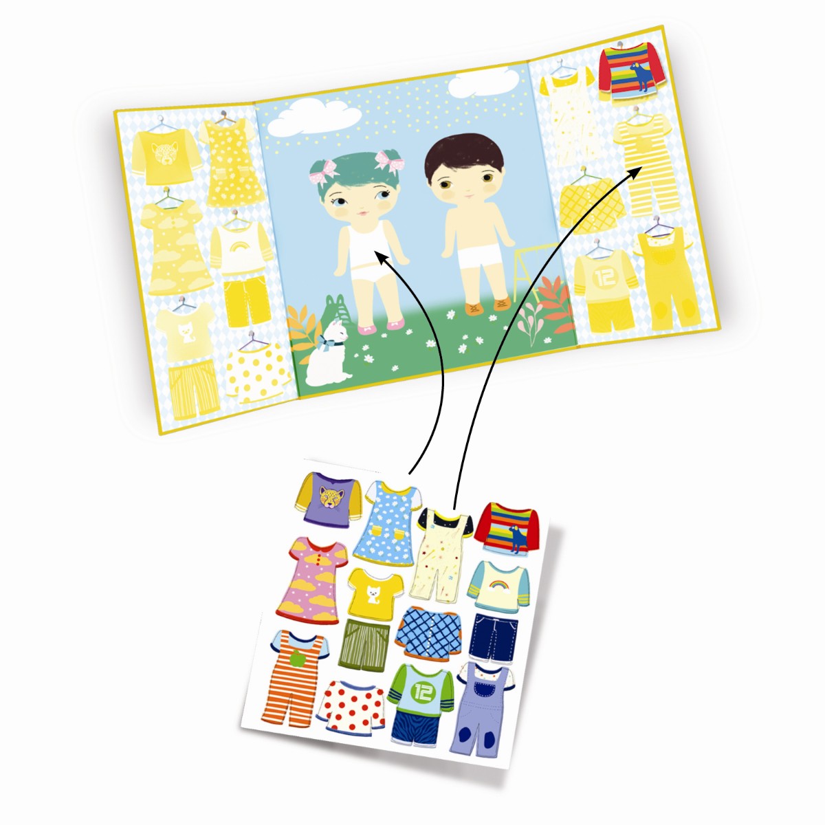 Djeco Reusable Stickers – Clothing Set