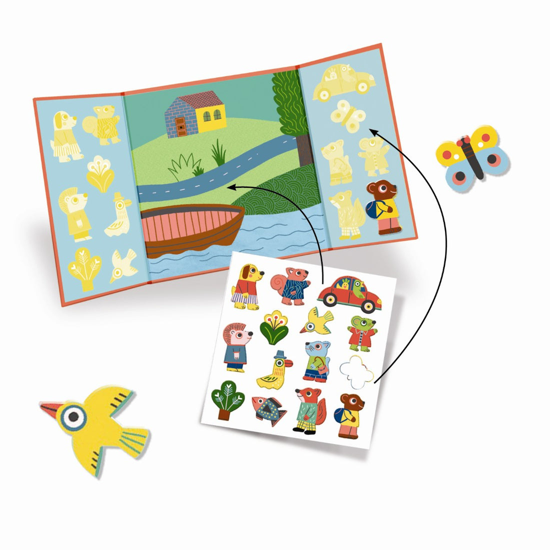 Djeco Reusable Stickers, Animals