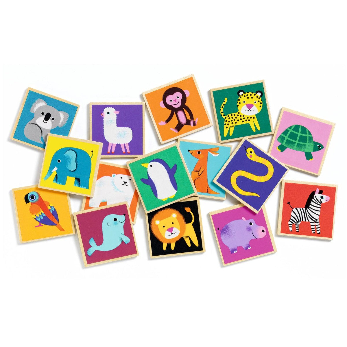 Djeco Wooden Memory Game, Wild Animals