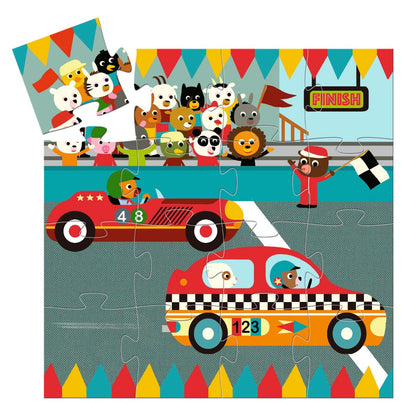 Djeco Silhouette Puzzle, Race Car - 16 Pieces