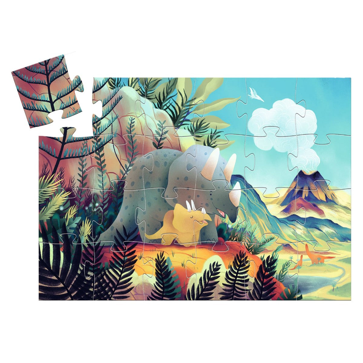 Djeco Silhouette Puzzle, Dinosauren Theo, 24 pieces