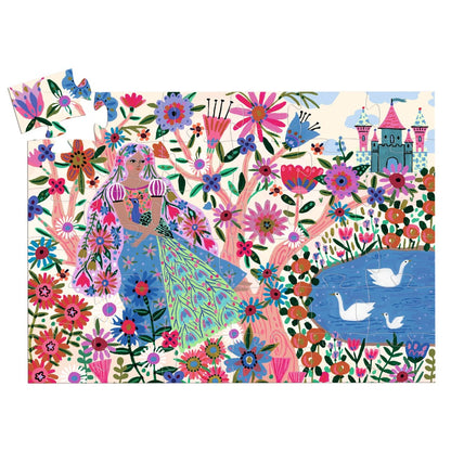 Djeco Silhouette Puzzle, The Princess and the Peacock, 36 Pieces