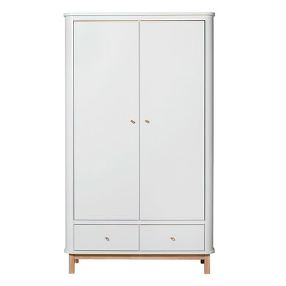 Oliver Furniture Wood Wardrobe with 2 Doors, White/Oak – 204 cm High