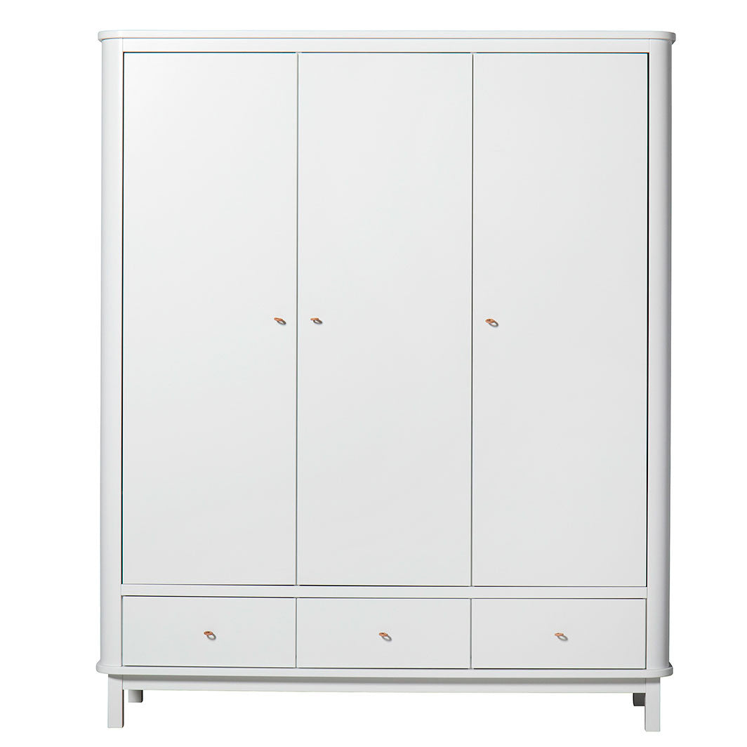 Oliver Furniture Wood Wardrobe with 3 Doors, White - Height 204 cm