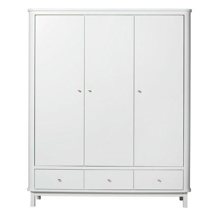 Oliver Furniture Wood Wardrobe with 3 Doors, White - Height 204 cm