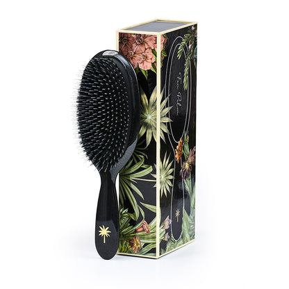 Fan Palm Hairbrush, Stardust - Large Black Glitter