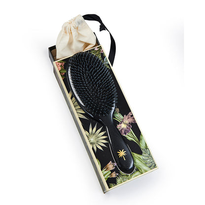 Fan Palm Hairbrush, Stardust - Large Black Glitter