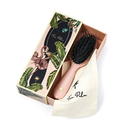 Fan Palm Hairbrush, Paradise, Small - Rose Glitter