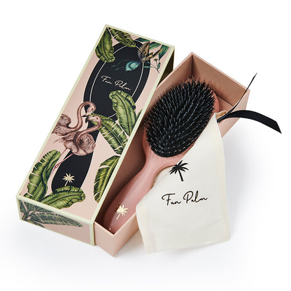 Fan Palm Hairbrush, Blush - Medium Blush Pink Glitter