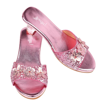 Souza Princess Shoes, Mariona Heeled Slippers, Pink Metallic - Sizes 24-31