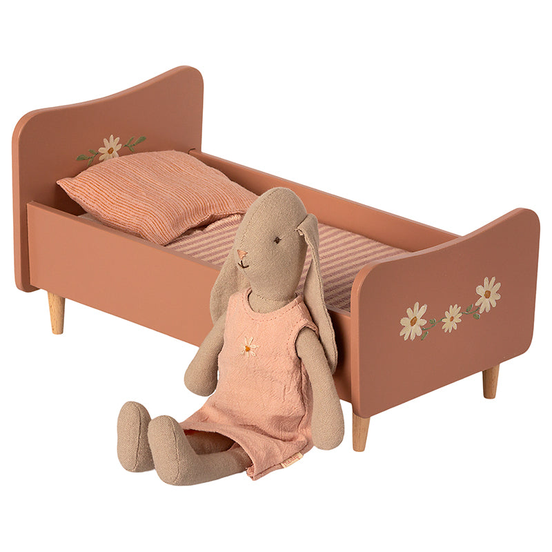 Maileg Doll Accessory, Mini Wooden Bed - Rose