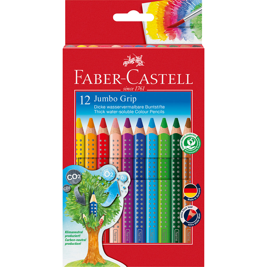 Faber-Castell, 12 stk trekantet Jumbo Grip akvarelfarveblyanter