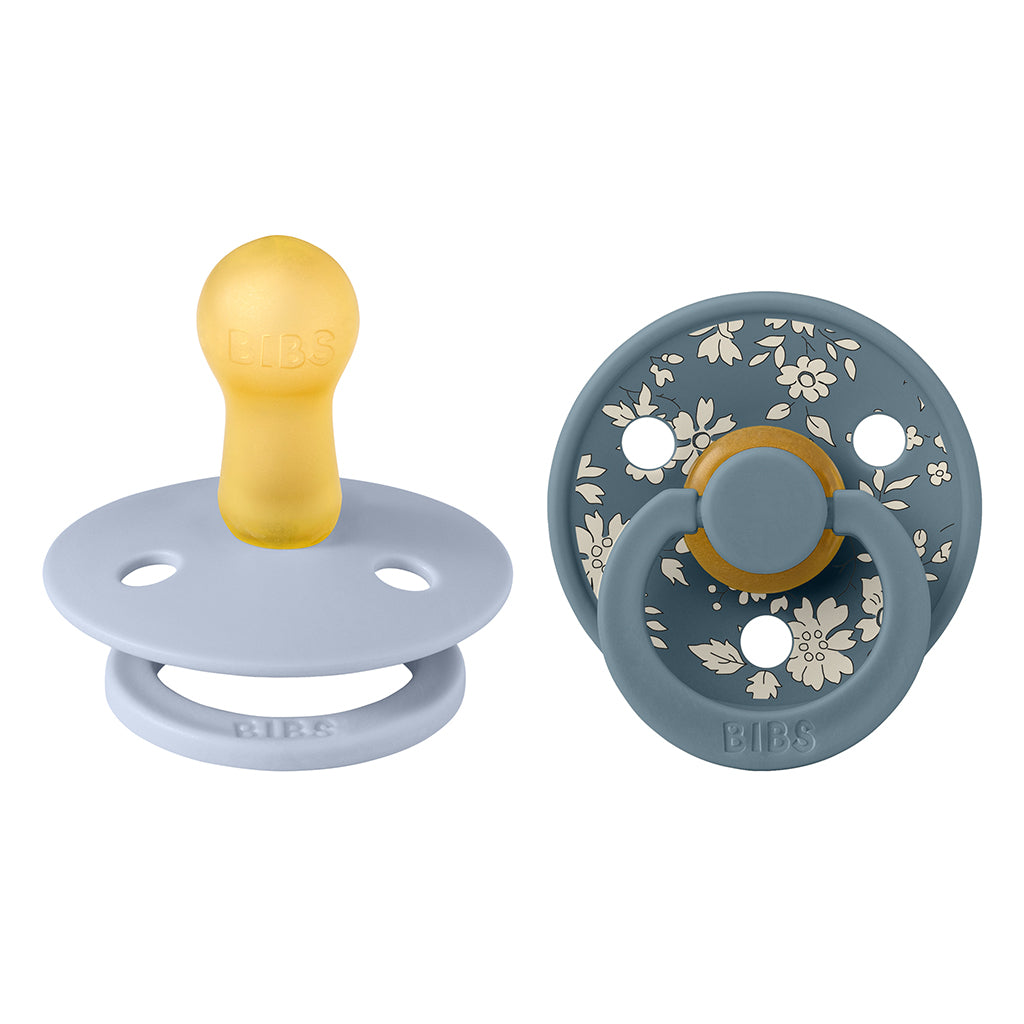 Bibs Liberty, 2-Pack Color, Natural Rubber Pacifiers, Size 2 - Capel - Dusty Blue Mix