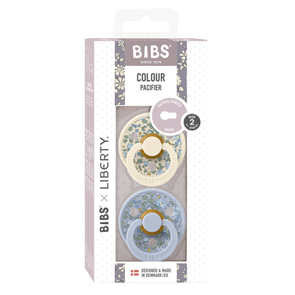 Bibs Liberty, 2-Pack Color, Natural Rubber Pacifiers, Size 2 - Eloise - Dusty Blue Mix