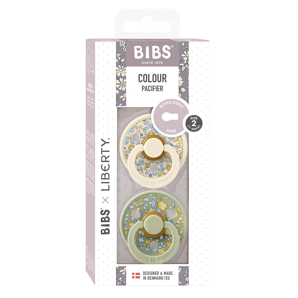 Bibs Liberty, 2-Pack Colour, Natural Rubber Pacifiers, Size 2 - Eloise - Sage Mix