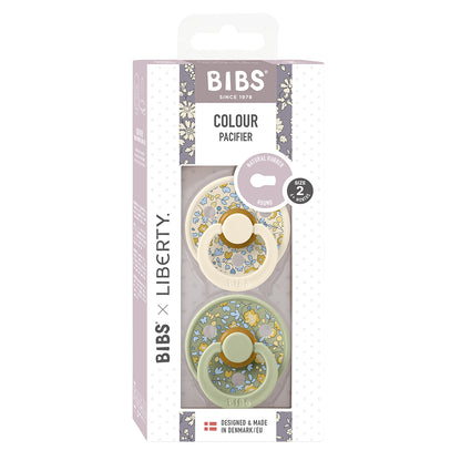Bibs Liberty, 2-Pack Colour, Natural Rubber Pacifiers, Size 2 - Eloise - Sage Mix