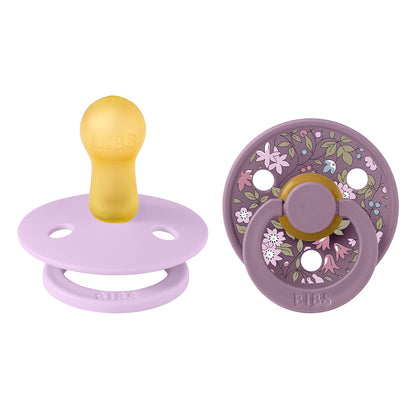 Bibs Liberty, 2-Pack Colour, Natural Rubber Pacifiers, Size 2 – Chamomile Lawn – Violet Sky Mix