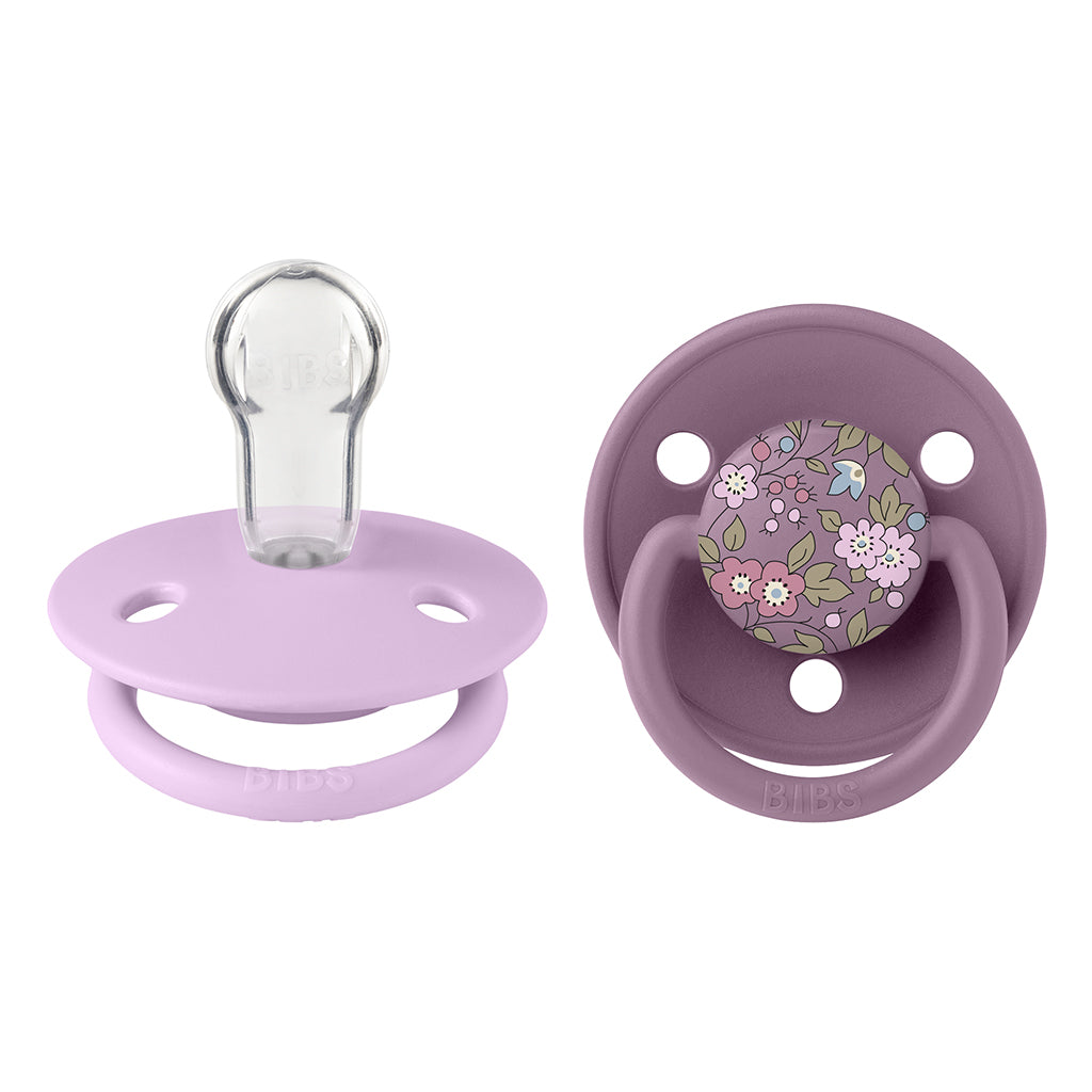 Bibs Liberty De Lux, 2-Pack, Silicone Pacifiers, One-Size - Chamomile Lawn - Mauve Mix