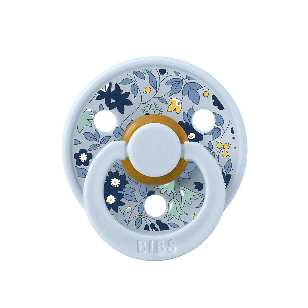 Bibs Liberty, 2-Pack Color, Natural Rubber Pacifiers, Size 2 - Chamomile Lawn - Baby Blue Mix