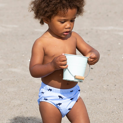 Petit Crabe UV Swim Diaper Pants, Leo Blue Fish - Ages 0-3 Years