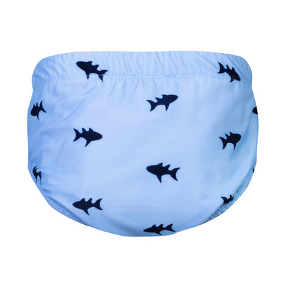 Petit Crabe UV Swim Diaper Pants, Leo Blue Fish - Ages 0-3 Years