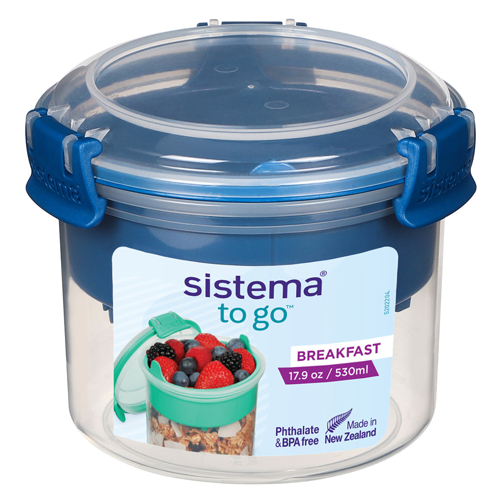 Sistema Breakfast To Go Food Container, 530 ml - Ocean Blue
