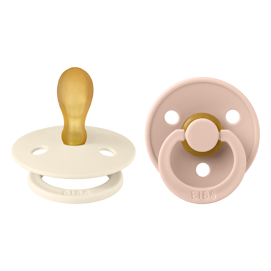 Bibs 2-Pack, Natural Rubber Pacifiers, Size 2 - Ivory/Blush