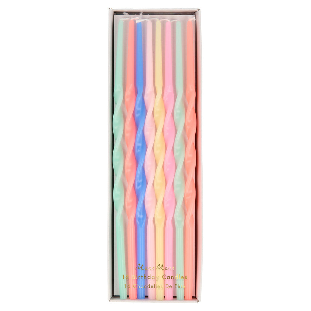 Meri Meri Cake Candles, Mixed Twisted - Set of 16