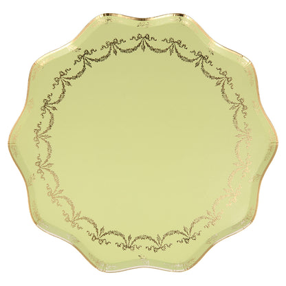 Meri Meri Paper Plates, Ladurée Paris, Pack of 8, Size L – Yellow with Gold Detailing