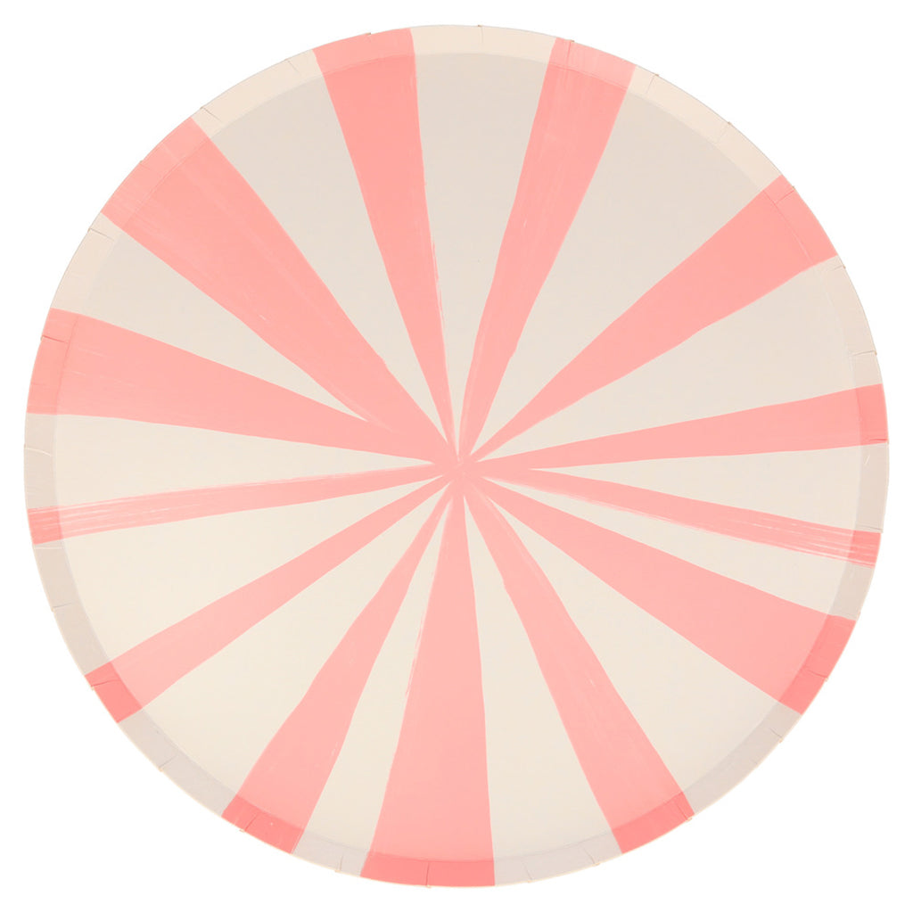 Meri Meri Large Paper Plates, Pink Stripe – Set of 8