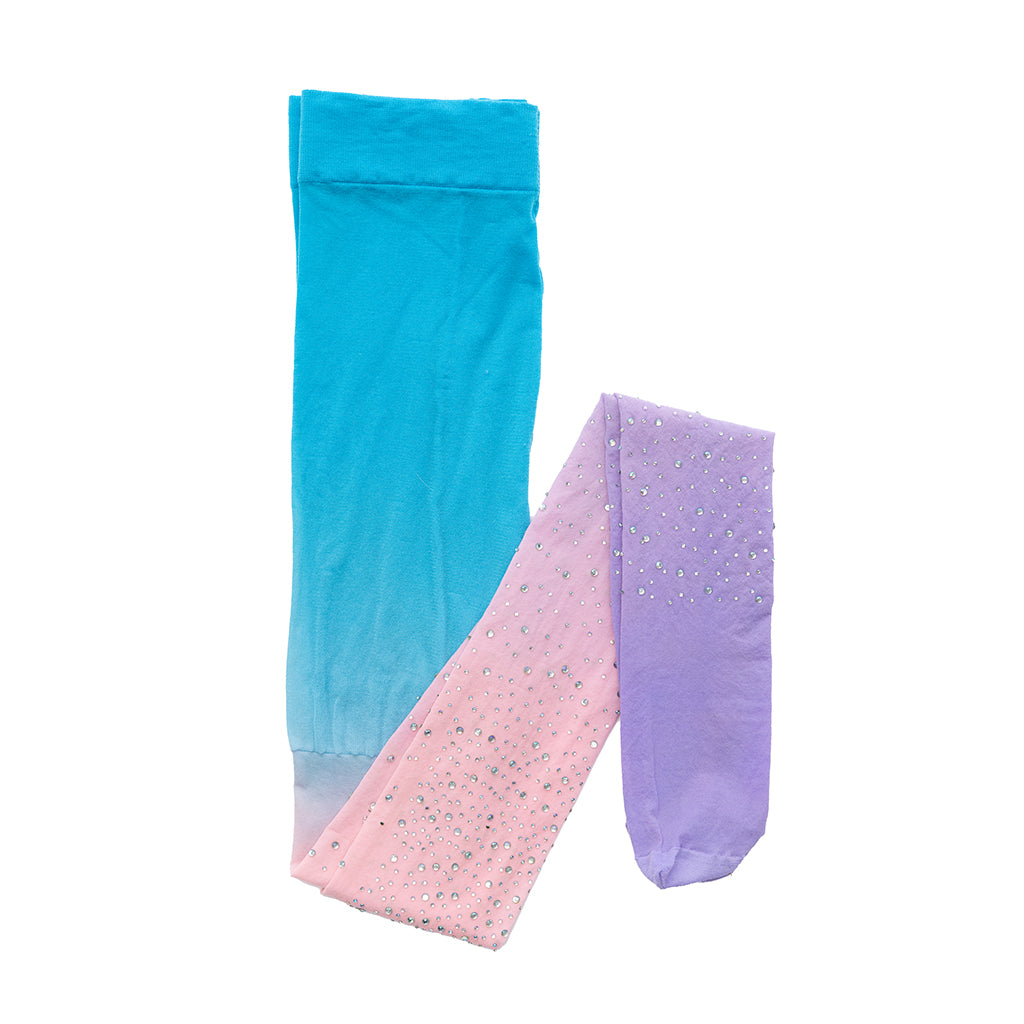 Great Pretenders Costume, Rhinestone Tights - Pink/Blue, Size 3-8 Years.