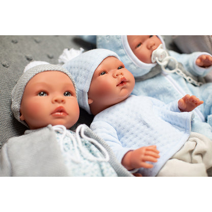 Así Leonora baby doll, 46 cm – Pink romper and beige blouse