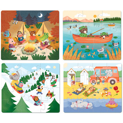 Vilac 4 puslespil i træ - på ferie