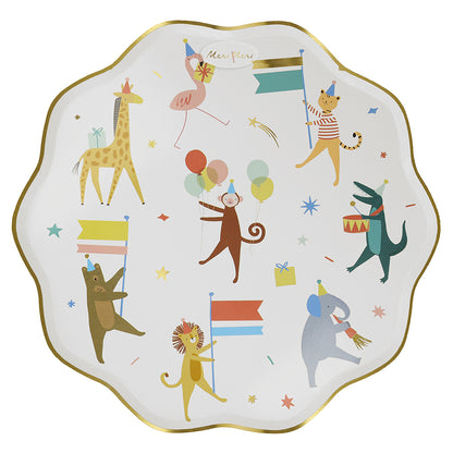 Meri Meri Paper Plates, Size L, Animal Parade - Set of 8