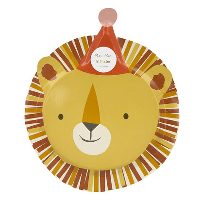 Meri Meri Paper Plates, Animal Parade, Die-Cut - Set of 8