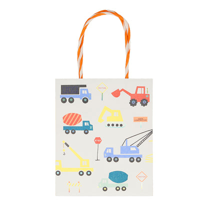 Meri Meri Gift Bags, Construction Vehicles – Pack of 8
