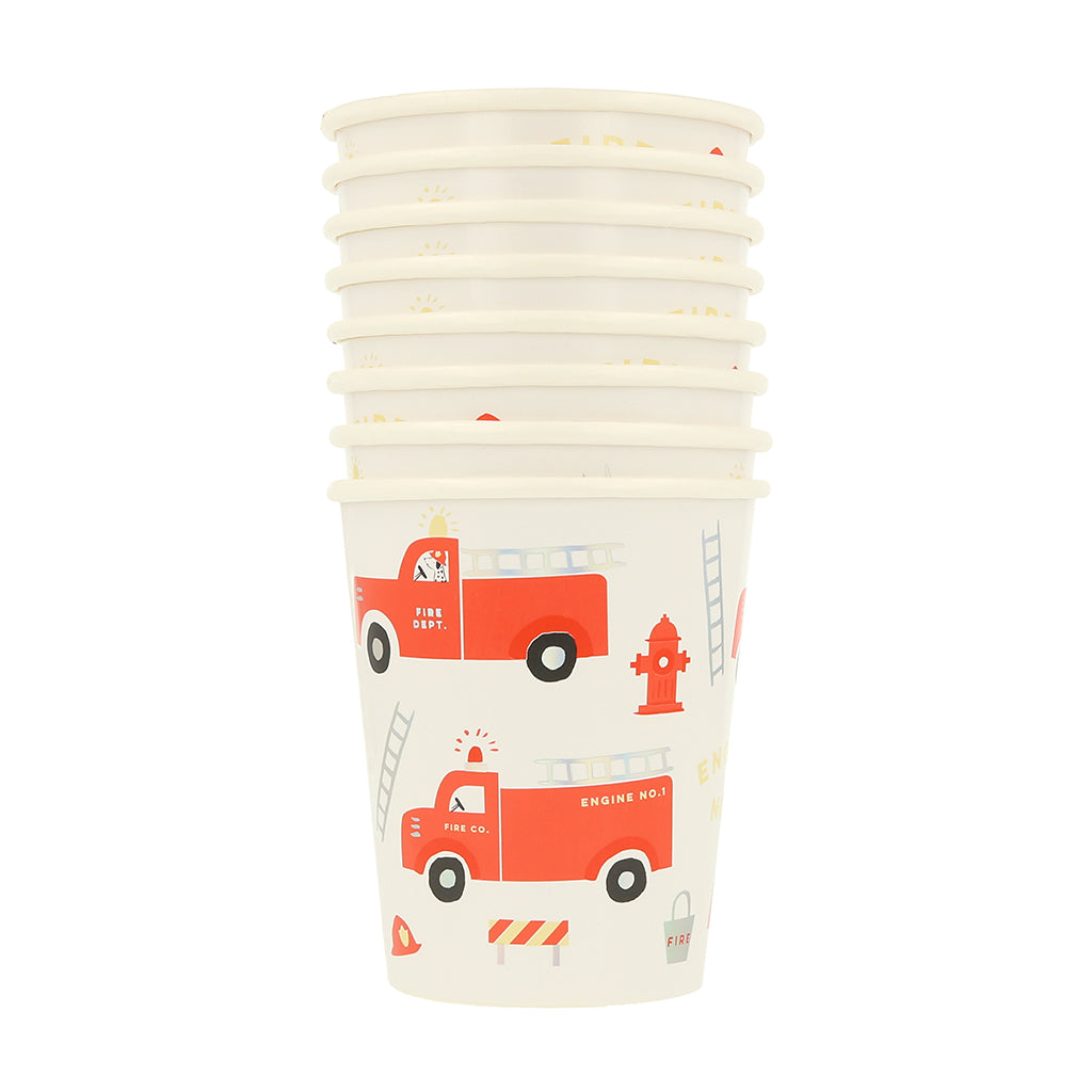 Meri Meri Paper Cups, Fire Truck - Set of 8