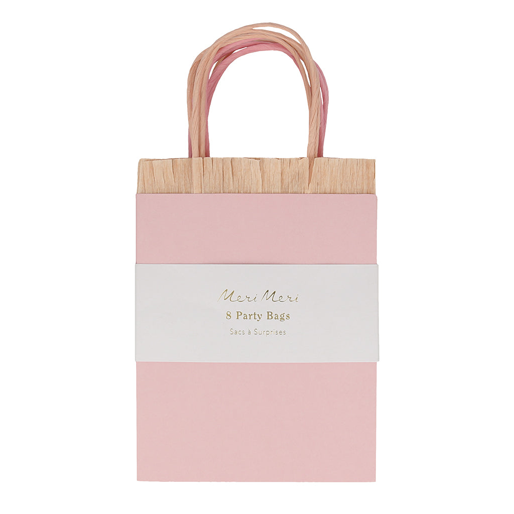 Meri Meri Party Bags, Pink Fringe - Set of 8