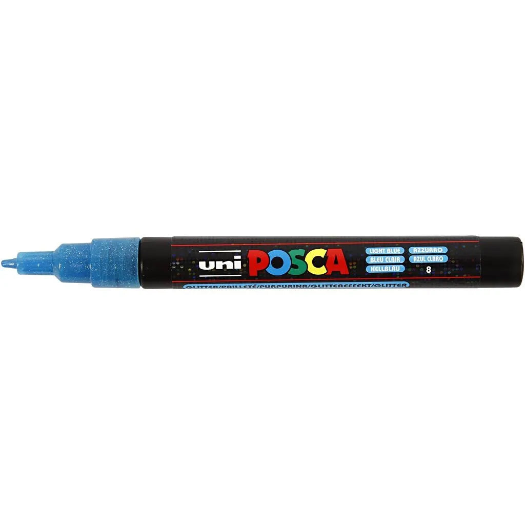 Posca Tuscher, streg 0.9-1.3 mm - 8 stk ass. glitterfarver